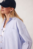 Ceres Life - Peta Oversized Shirt - White Heritage Blue Stripe