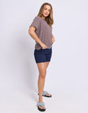 Foxwood - Hutch Stripe Tee - Chocolate / White Stripe