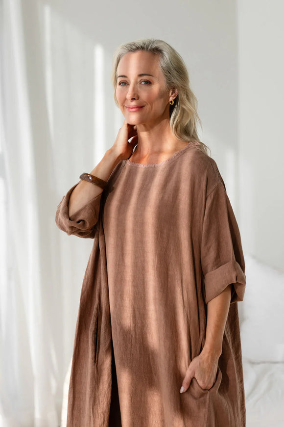 Eadie Lifestyle - The Malle Linen Dress - Clay