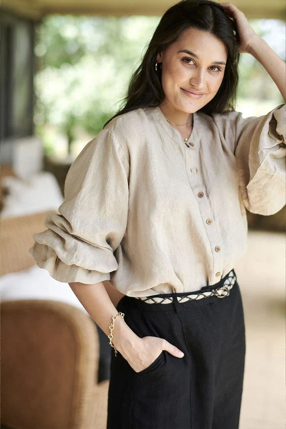 Eadie Lifestyle - Allegra Linen Blouse - Natural