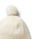 Wilson & Frenchy - Ecru Knitted Pointelle Bonnet