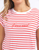 Foxwood - Signature Tee - Crimson/White Stripe