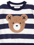 Huxbaby - Furry Huxbear Stripe Sweatshirt - Navy/Almond Milk