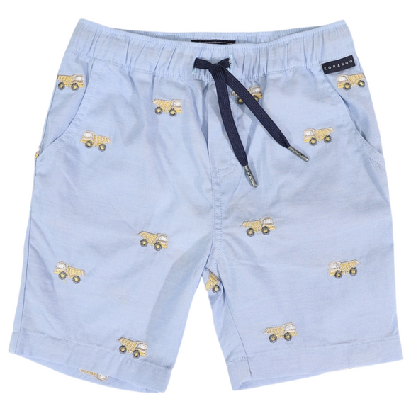 Korango - Embroidered Truck Chambray Shorts - Light