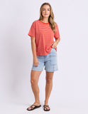 Foxwood - Hutch Stripe Tee - Grenadine / White Stripe