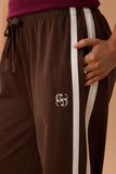 Ceres Life - Gigi Wide Leg Terry Trackpant - Chocolate Side Stripe