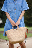 Ceres Life - Short Sleeve Tiered Pocket Shirt Dress - Vintage Blue