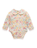 Purebaby - Thick Bodysuit With Collar - Wild Flower