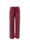 Ceres Life - Gigi Wide Leg Terry Trackpant - Washed Burgundy Sky Blue Side Stripe