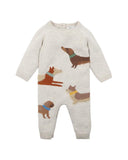 Bebe - Austin Dogs Knitted Romper - Sand Marl