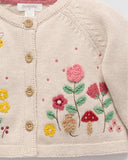 Purebaby - Embroidered Cardigan - Wheat Melange