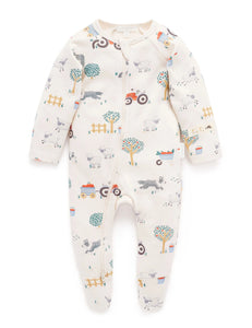 Purebaby - Thick Zip Growsuit - Hearding Sheep