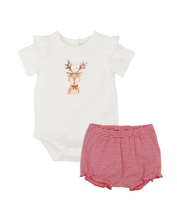Bebe - Festive Reindeer Bodysuit & Shorts Set