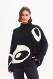 Tirelli - Retro Circle Print Knit - Navy/Cream
