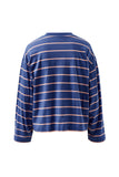 Ceres Life - Beau Long Sleeve Slouchy Tee - Washed Navy / Pink Clay