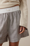 Ceres Life - Mila Shorts - Brown White Small Stripe