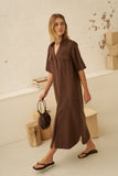 Ceres Life - Sloane Short Sleeve Midi Dress - Chocolate