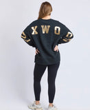 Foxwood - Metallic Interval Crew - Black with Gold