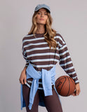 Foxwood - Harper Stripe Long Sleeve Tee - Coffee Multi Stripe