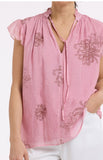 Beautiful Stories - Short Sleeve Boho Shirt - Choc/Pink