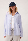 Ceres Life - Peta Oversized Shirt - White Heritage Blue Stripe