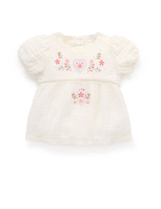Purebaby - Embroidered Top - Cloud