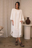 Eadie Lifestyle - The Carter Malle Linen Dress - Off White With Natural Stripe