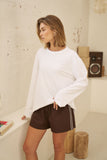 Ceres Life - Mila Shorts - Chocolate Side Stripe