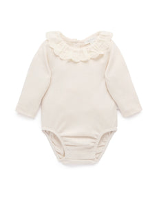 Purebaby - Ruffle Pointelle Bodysuit - Cloud