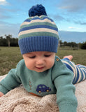 Purebaby - Striped Beanie - Duck Egg Stripe