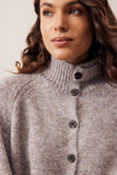 Ceres Life - Riley Funnel Neck Tab Cardi - Taupe Marle