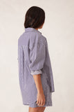 Ceres Life - Peta Oversized Shirt - College Blue White Narrow Stripe