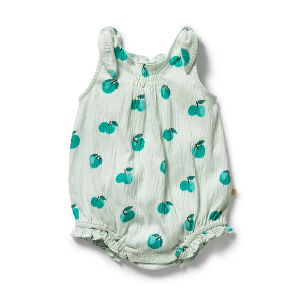 Wilson & Frenchy - Apple Papple Organic Crinkle Tie Playsuit
