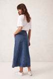 Ceres Life - Patch Pocket Denim Midi Skirt - Fresh Indigo