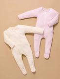 Purebaby - 2 Pack Zip Growsuit - Pale Pink Bear
