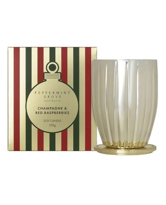 Peppermint Grove - Holiday Collection Limited Edition - Large Candle 370g - Champagne & Red Raspberries