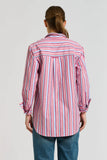 Shirty - The Elodie Girlfriend Relaxed Shirt - Red Multi Stripe
