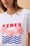 Ceres Life - Stevie Slouchy Tee - White / Ceres Retro Palms