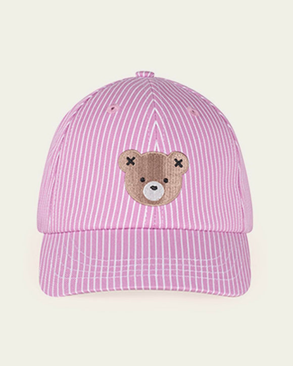 Huxbaby - Candy Stripe Huxbear Cap - Magenta/Almond Milk