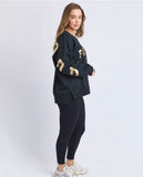 Foxwood - Metallic Interval Crew - Black with Gold