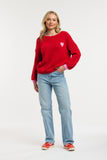 Urban Luxury - Heart Jumper - Red/Pink
