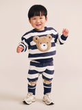 Huxbaby - Furry Huxbear Stripe Sweatshirt - Navy/Almond Milk