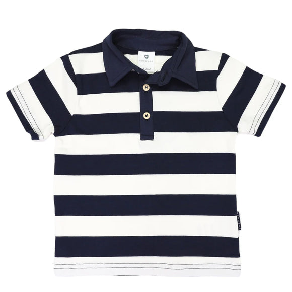 Korango - Striped Polo - Navy Stripe