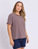 Foxwood - Hutch Stripe Tee - Chocolate / White Stripe