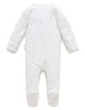 Purebaby - Pale Grey Leaf With Spot Zip Growsuit