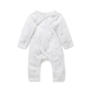 Purebaby - Premi Pale Grey Leaf With Spot Crossover Growsuit