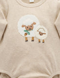 Purebaby - Almond Melange Appliqué Bodysuit - Sheep