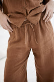 Eadie Lifestyle - Wide Leg Linen Pant - Nutmeg