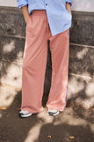 Ceres Life - Gigi Wide Leg Terry Trackpant - Pink Clay Washed Navy Side Stripe