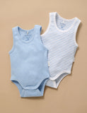 Purebaby - Rib Bodysuit 2 Pack - Pale Blue